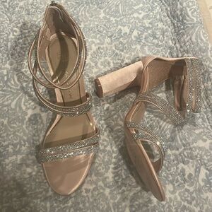 Antonio Melani Elegant Rhinestone Stiletto High Heels-thick heels